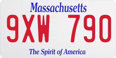 MA license plate 9XW790