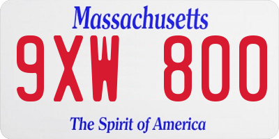 MA license plate 9XW800