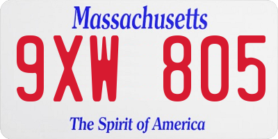 MA license plate 9XW805