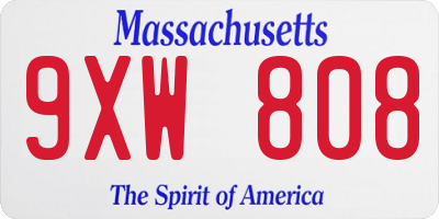 MA license plate 9XW808