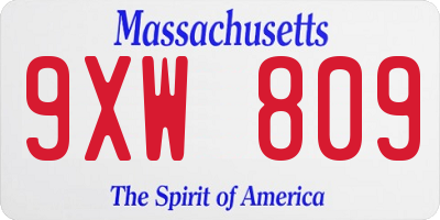 MA license plate 9XW809
