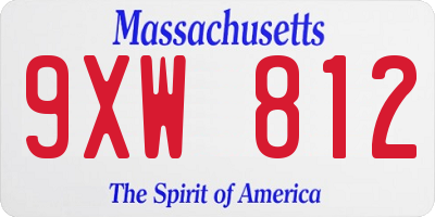 MA license plate 9XW812