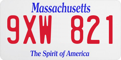 MA license plate 9XW821