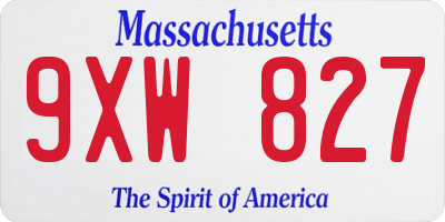 MA license plate 9XW827