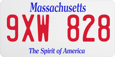 MA license plate 9XW828