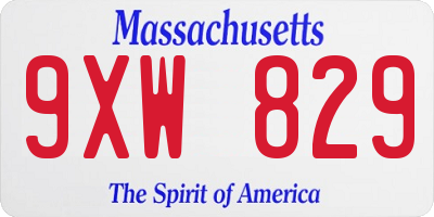 MA license plate 9XW829