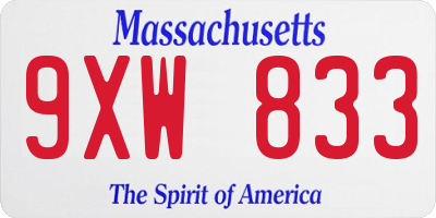 MA license plate 9XW833