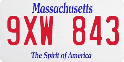 MA license plate 9XW843