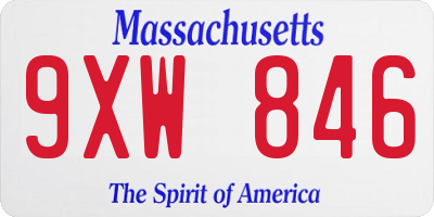 MA license plate 9XW846