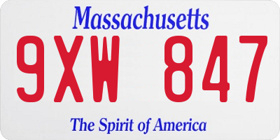 MA license plate 9XW847