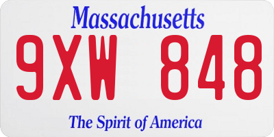 MA license plate 9XW848