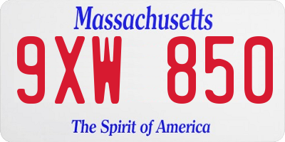 MA license plate 9XW850