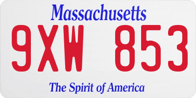 MA license plate 9XW853