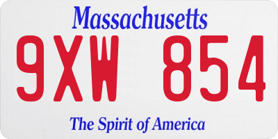 MA license plate 9XW854