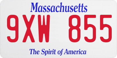 MA license plate 9XW855