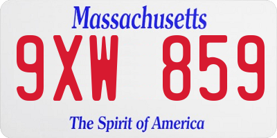 MA license plate 9XW859