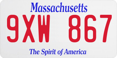 MA license plate 9XW867