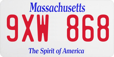MA license plate 9XW868