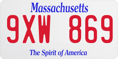 MA license plate 9XW869
