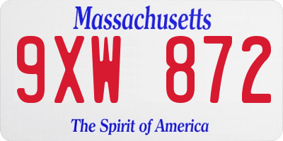 MA license plate 9XW872