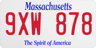MA license plate 9XW878