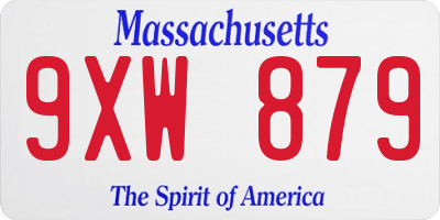 MA license plate 9XW879