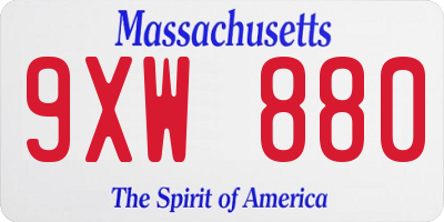 MA license plate 9XW880