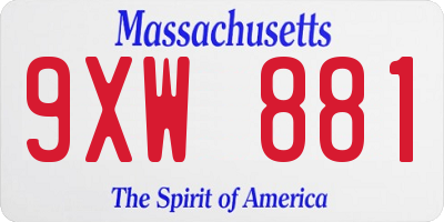 MA license plate 9XW881