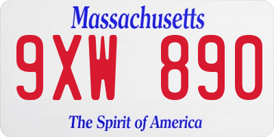 MA license plate 9XW890