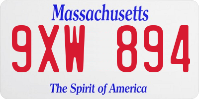 MA license plate 9XW894