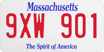 MA license plate 9XW901