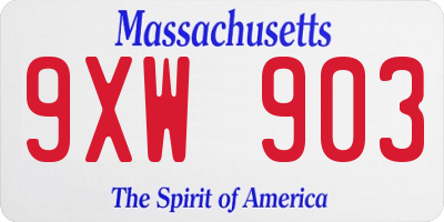 MA license plate 9XW903