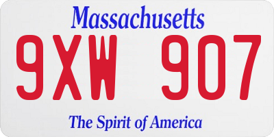 MA license plate 9XW907