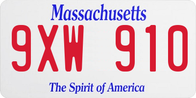 MA license plate 9XW910