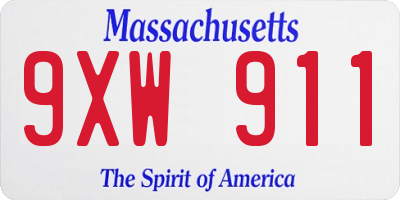 MA license plate 9XW911