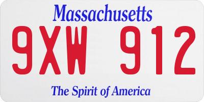 MA license plate 9XW912