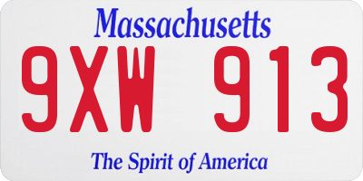 MA license plate 9XW913