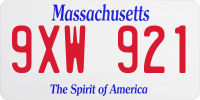 MA license plate 9XW921