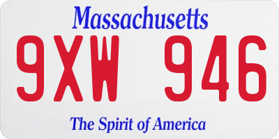 MA license plate 9XW946