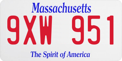 MA license plate 9XW951