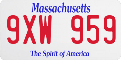 MA license plate 9XW959