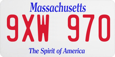 MA license plate 9XW970