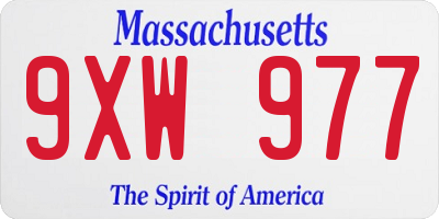 MA license plate 9XW977