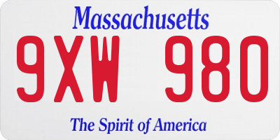 MA license plate 9XW980