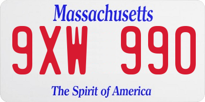 MA license plate 9XW990
