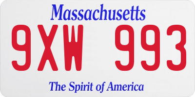 MA license plate 9XW993
