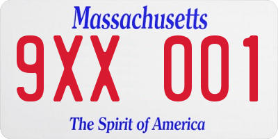 MA license plate 9XX001