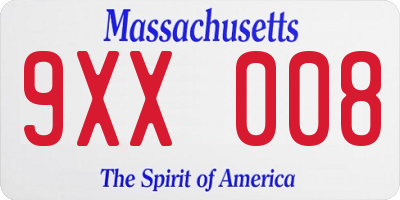 MA license plate 9XX008