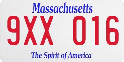 MA license plate 9XX016