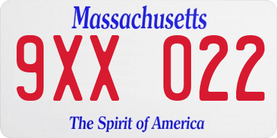 MA license plate 9XX022